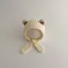 Conjunto de chapéu e cachecol para bebê, outono e inverno, à prova de vento e quente, chapéu com proteção para as orelhas infantil, chapéu de lã tricotado unissex