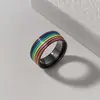 Los Anillos de Acero de Titanio Son Artículos de Venta Caliente Transfronterizos, los Anillos de Pareja Arcoíris Son Populares Anillos Coloridos Personalizados de Acero Inoxidable, Joyería Unisex
