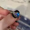 Conjunto de Anillos de Zirconia Luna Azul Amor Transfronterizo Anillo Pulsera Personalizado para Mujer Lujo Ligero Diseño de Nicho Venta al por Mayor
