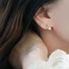 Aretes de Plata S925 de Alta Gama de Doble Capa, Aretes Femeninos de Perlas, Diseño de Nicho, Aretes Populares Personalizados que Adelgazan