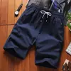 2019 moda casual de lino para hombre pantalones cortos de lino y algodón pantalones casuales de playa pantalones de longitud media pantalones cortos de hombre hombre