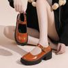 Sapatos de couro casuais com fivela de salto grosso para mulheres 2024 outono novo estilo britânico para todos os combos sapatos Mary Jane