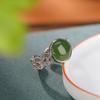 Yilu Silver S925 Sterling Silver Banhado a Ouro Hetian Jasper Light Luxury Fashion Round Hollow Ring Exquisite Open Ring