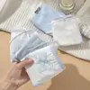 Panty Femenino Estilo Japonés Azul Cielo con Lazo 10A Algodón Puro Entrepierna Antibacteriana Bragas de Mujer Cintura Media Pantalones Cortos de Estudiante