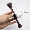 Brocha Doble Grande Europea y Americana para Base, Brocha para Rubor, Herramienta de Belleza de Pelo de Fibra, Brocha para Polvos Sueltos, Brocha para Contorno, Brocha de Maquillaje