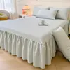 Faldón de Cama de Gasa de Doble Capa Engrosado Pieza Única Universal para Todas las Estaciones No es Sábana de Cama 100% Algodón Puro con Dobladillo Fruncido Cubierta Inferior fea Cubierta de Faldón de Cama