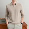 Estilo Riqueza Antigua Prendas de Punto Capa Base para Hombre Camisa Polo Cuello de Gaviota Ropa Interior de Invierno Suéter de Color Sólido Ropa Cálida para Hombre