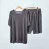 Pijama de Pareja, Conjunto de Pantalones Cortos de Pijama de Manga Corta con Cuello Redondo para Mujer, Shorts de Verano, Ropa de Casa Delgada de Seda Helada para Hombre al por Mayor
