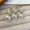 Aretes de Perla para Panecillos al Vapor Rosa Claro Shijia Estilo Suave Aretes Cortos Exquisitos Plata de Ley S925 Retro Exquisito