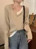 Suéter falso de dos piezas suéter para mujer primavera, otoño e invierno camisa de base cuello abierto francés clavícula chic suave pegajoso top interior