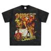 Camiseta de manga corta con estampado de Tupac, estilo vintage de calle, de algodón pesado lavado, holgada, con cuello redondo y capucha.