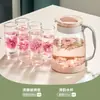 Jarra de Vidrio para Agua Fría Gran Capacidad Hogareña Tetera para Cold Brew para Mujeres Olla Individual Modelo Nuevo 2025 Jarra de Agua Fría con Diseño Pintado a Mano de Flor de Seda