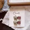 Pinza para el pelo de otoño e invierno para niños con botón de cuadros en forma de corazón, pasador de pentagrama de lana, pinza lateral para flequillo para niñas pequeñas