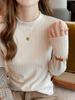 Camiseta Básica Derong para Mujer en Otoño e Invierno con Cuello Alto Blanco Pequeño Camiseta Gruesa de Forro Polar con Cuello Medio Top Delgado de Base Alta