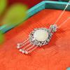 Joyería Yuebao Plata Esterlina S925 Jaspe Hetian Rojo del Sur Vintage Flores Antiguas Brocado Mariposa Colgante Anillo de Plata