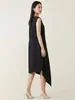 Falda de longitud media con dobladillo irregular estilo Miyake, Vestido de fiesta de verano de lujo ligero, Vestido plisado adelgazante de talla grande para el trabajo