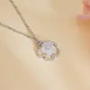Collar Colgante Hueco Flor de Cerezo de Concha Blanca de Plata de Ley S925 para Mujer, Moderno Diseño de Lujo Ligero de Gama Alta Regalo del Día de San Valentín