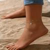 Tornozeleiras Europeias e Americanas, Estilo Praia Boêmio, Acessórios para Pés Personalizados, Metal Simples, Turquesa, Miçangas de Arroz, Strass, Argila Macia, Múltiplos Estilos