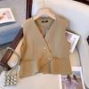 60.00 kg-175.00 kg talla extra para mujer Conjunto casual profesional de tres piezas: chaqueta, chaleco y falda Novedad Otoño 2024