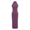 Atacado de Moda Feminina Transfronteiriça Verão 2025 Novo Vestido Slim de Gola Alta com Fenda nas Costas, Saia sem Mangas com Decote Halter