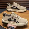 Sapatos Masculinos, Tênis Casuais Listrados da Moda, Sapatos com Painéis de Couro Respiráveis, Cano Baixo com Cadarço, Sola Grossa, Antiderrapante, Sapatos Brancos Confortáveis