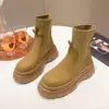 Botines de plataforma para mujer, nueva colección otoño 2026, elásticos, adelgazantes, adecuados para figuras petite, estilo británico, retro, realzan la altura, modernos, botines tipo chimenea