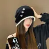 Gorro holgado con estampado de estrellas estilo coreano, cálido para otoño e invierno, para mujer, casual de verano, turbante fino, adelgazante de cara, gorro para el frío