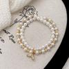 Elegante e Requintado Estilo de Luxo Leve Pulseira Cauda de Peixe com Zircônia Elegante Versátil de Alta Qualidade Pulseira Dupla Camada de Pérola Shijia