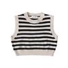Ropa Coreana para Niños Nueva de Otoño e Invierno 2024 Chaleco Rayado Suéter de Estilo Literario para Niños y Niñas Chaleco de Algodón Rayado de Cuello Redondo