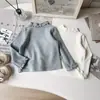 Camiseta Básica Sencilla para Niña para Primavera y Otoño, Nuevo Estilo Camiseta Básica para Bebé con Dobladillo Fruncido y Puño de Hoja de Loto