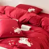 Algodão de Fibra Longa Desenho de Cavalo Cartoon Conjunto de Três Peças Infantil Algodão Puro Novo Roupa de Cama de Casamento Conjunto de Quatro Peças