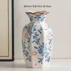 Vaso Cerámico Retro de Porcelana Azul y Blanca de Alta Gama Estilo Chino para Entrada, Decoración de Arreglo Floral para Sala de Estar, Flores Hidropónicas, Venta al por Mayor