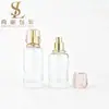 Set de botellas de vidrio de fondo cuadrado en stock, botella de loción de 120 ml, frasco de crema facial de 30 g, frasco de crema de agua, materiales de empaque cosmético