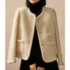 Chaqueta de tweed de lana de alta calidad, elegante y con estilo, nueva moda de otoño 2026 para mujer, estilo corto blanco