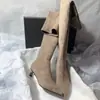 Primer Encuentro Temporada Estilo Coreano Sencillo Color Sólido Cremallera Lateral Botas Adelgazantes Tacón de Gato Talla Grande Botas Largas Punta Fina Tacón de Aguja Botas Hasta la Rodilla