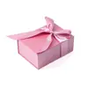 Caja dura personalizada, caja plegable premium, caja de regalo plegable de una sola pieza, caja plegable con tapa abatible magnética, cinta de satén
