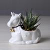 Suministro Transfronterizo Jardinería Maceta Pequeña de Porcelana Blanca Simple de Dibujos Animados Cerámica Creativa Unicornio Escritorio Juego de Flores en Maceta