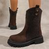 Moda Feminina Nova 2025 Botas Longas Femininas Outono e Inverno Botas Pilha Maillard Exportação Tamanho Grande