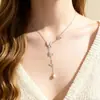 Colar de Concha de Pérola Colar Feminino Simples Design de Nicho Super Fada Colar Requintado Borboleta Diamante Tassel Corrente Clavicular Atacado
