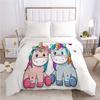 Juego de Ropa de Cama con Estampado de Unicornio Arcoíris de Dibujos Animados de Dos, Tres o Cuatro Piezas, Funda Nórdica, Tejido Cepillado de Moda