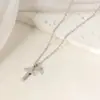 Colar Feminino Pingente Cruzado Duplo Transfronteiriço Design de Nicho Joia de Luxo Leve Acessório de Moda de Alta Qualidade para Mulheres