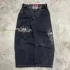 JeansJnco Y2K Personalizado para E-commerce Transfronteiriço, Modelo Largo com Bordado Vintage, Estilo Streetwear Hip-Hop, Calça Masculina de Perna Larga Harajuku