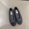 Sapatos de Ballet Femininos Retro Estilo Coreano, Estilo Fada Gentil, Laço, Bico Redondo, Boca Rasa, Sola Macia, Forrados com Lã, Quentes, Sapatos de Algodão, Sapatos de Pelo