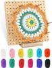 Tablero de Ganchillo de Roble Amazon Tablero de Rejilla de Lana Hecho a Mano Crochet Viento Creativo Cuadrado Crochet de Madera