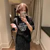 Camiseta Retrô Estilo Coreano com Estampa de Letras de Manga Curta para Mulheres Verão 2026 Novo Design Algodão Puro Solta e Versátil