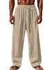 Calça Esportiva Masculina Hip Hop de Algodão e Linho Respirável Moda Tendência Cor Sólida Casual Fina