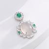 S925 prata incrustada gelo natural calcedônia pingente estilo nacional colar feminino retro flor ovo superfície elegante temperamento colar