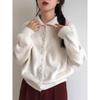 Cárdigan de Punto de Cuello Alto para Mujer 2025 Otoño e Invierno Nuevo Estilo Retro Coreano Estilo Perezoso Chaqueta Suéter Holgada de Gama Alta