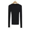 Atacado de Roupas Femininas Transfronteiriças Estilo Europeu e Americano Tops de Tricô Emagrecedores Gola Redonda Manga Longa Cor Lisa Camisa Básica para Mulheres