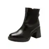 Botines de Tacón Alto Punta Redonda para Mujer Botines Cortos de Tacón Grueso Estilo 2026 Caña Corta Moda de Lujo Ligero Cremallera Trasera Otoño Chelsea